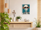 تنسيق توضيحي لبوستر Cool skeleton بفريم في ركن منزلي