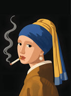 بوستر Girl with a Pearl Earring smoking - تصميم الطباعة من T33