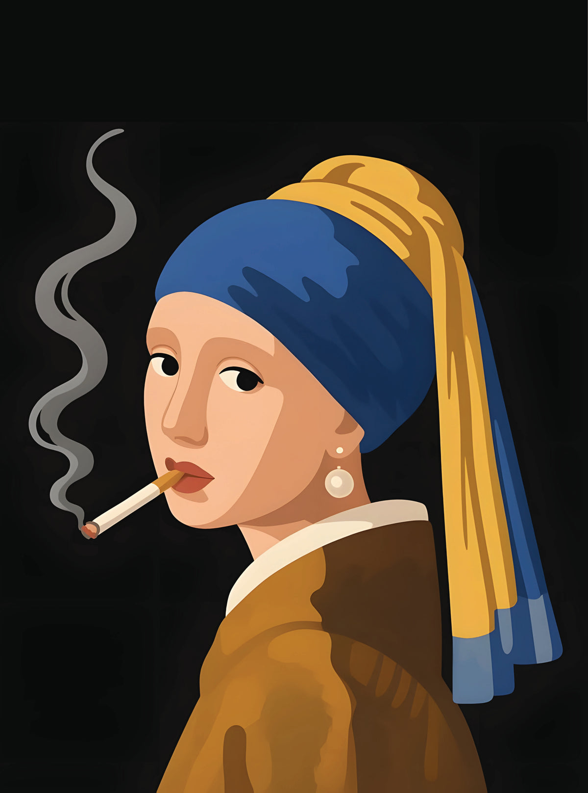 بوستر Girl with a Pearl Earring smoking - تصميم الطباعة من T33
