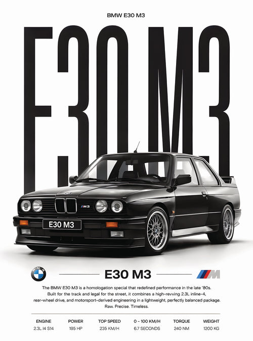 بوستر BMW E30 M3 - تصميم الطباعة من T33