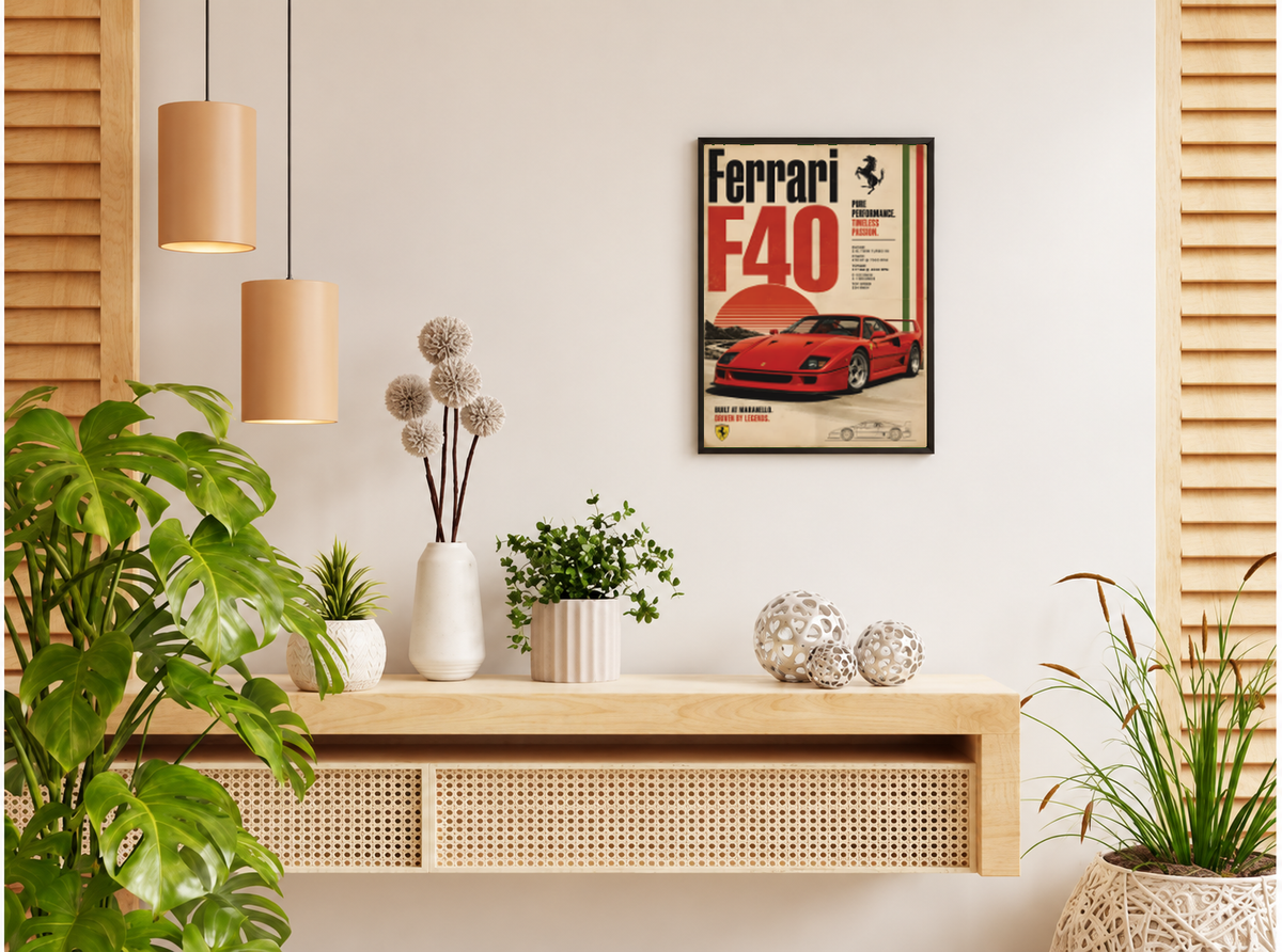 بوستر Ferrari F40 بفريم أسود من T33