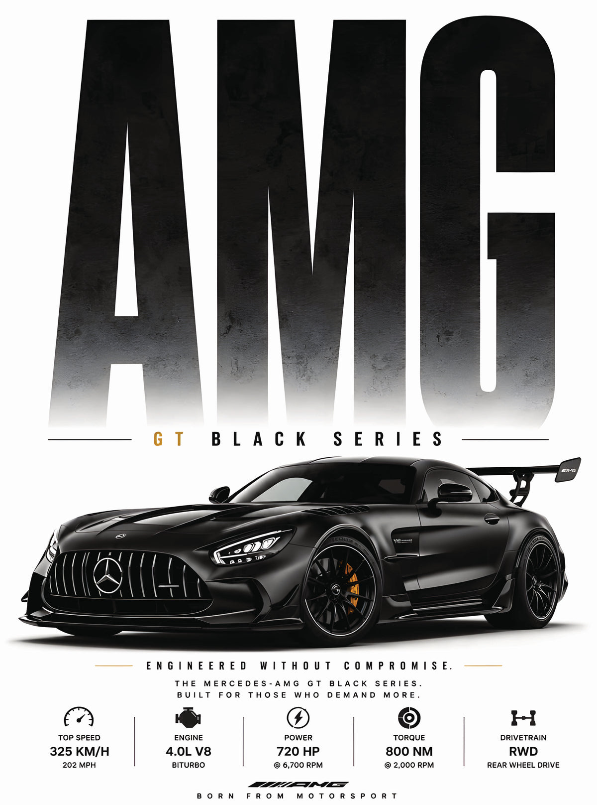 بوستر Mercedes AMG GT Black series - تصميم الطباعة من T33