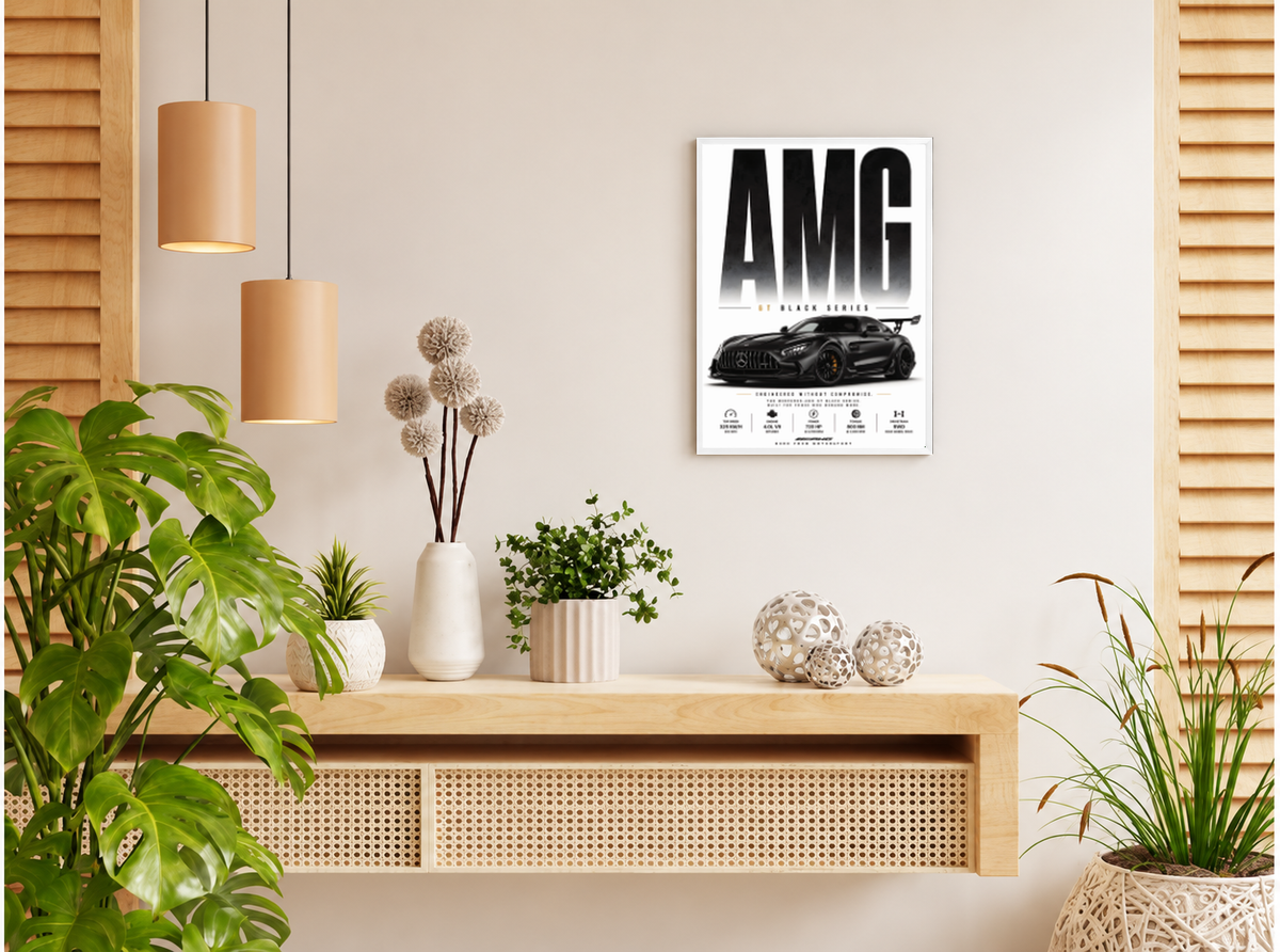 بوستر Mercedes AMG GT Black series بفريم أبيض من T33