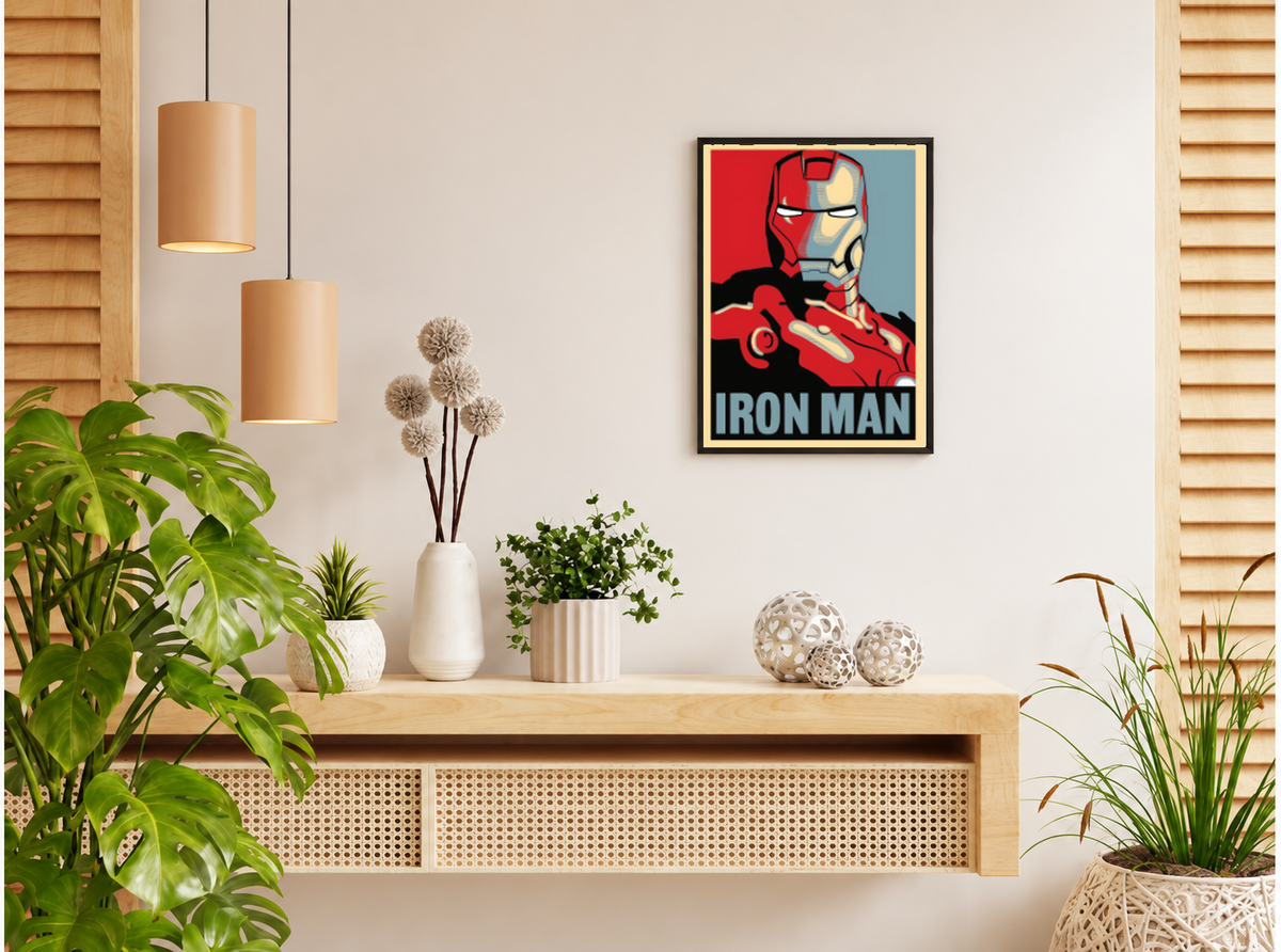 بوستر Iron Man بفريم أسود من T33