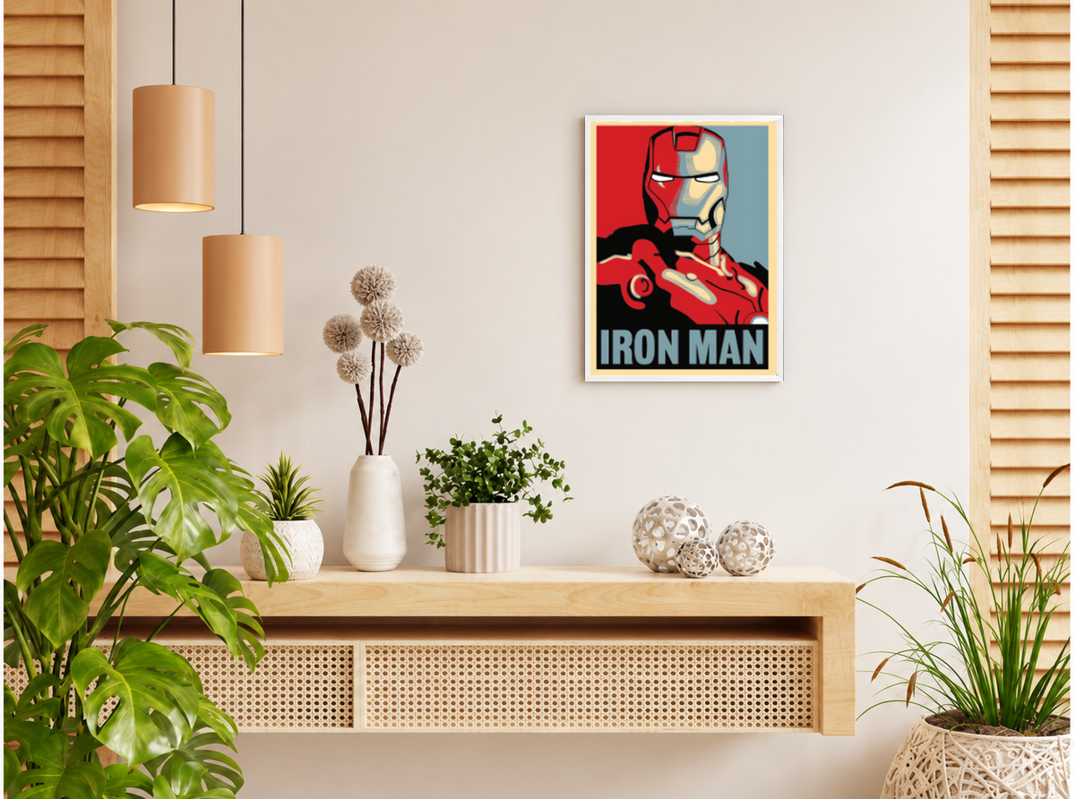 بوستر Iron Man بفريم أبيض من T33