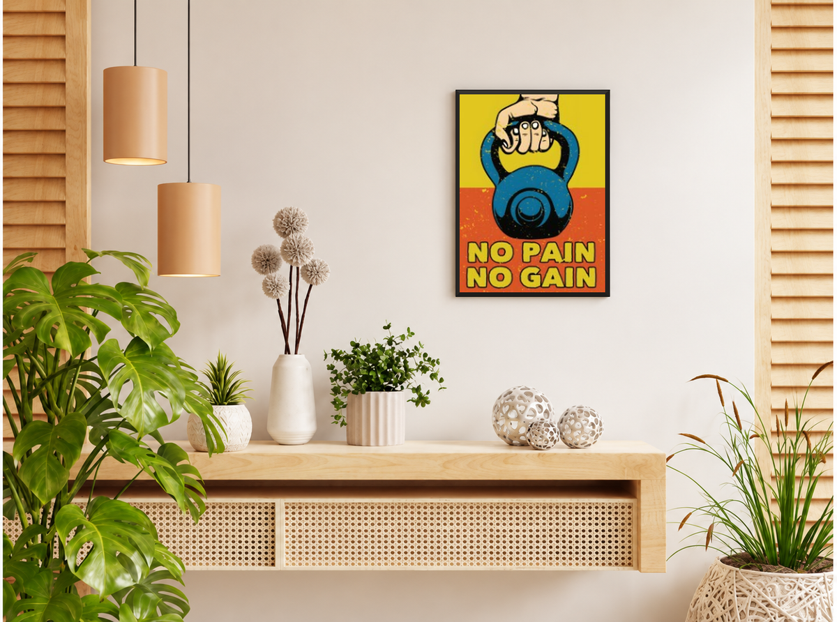 بوستر No pain no gain بفريم أسود من T33