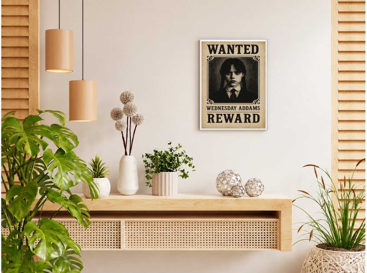 بوستر Wednesday wanted بفريم أبيض من T33