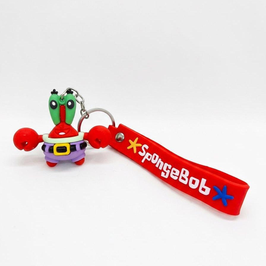 ميدالية رابر Mr. Krab مع حلقة مفاتيح وشريط أحمر بكلمة SpongeBob