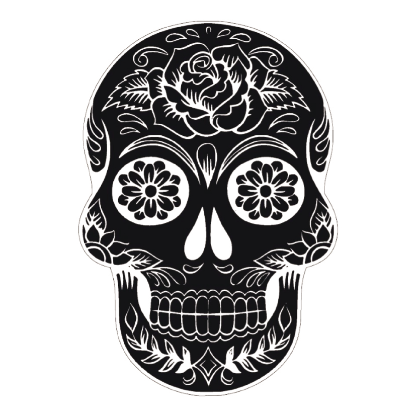 ستيكر فينيل Mexican skull أبيض وأسود من T33
