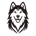 ستيكر فينيل Husky dog أبيض وأسود من T33