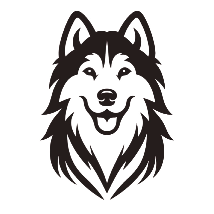 ستيكر فينيل Husky dog أبيض وأسود من T33