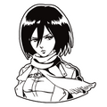 ستيكر فينيل Mikasa Ackerman أبيض وأسود من T33
