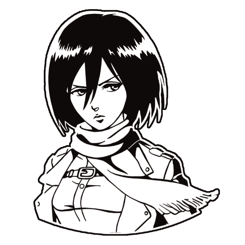 ستيكر فينيل Mikasa Ackerman أبيض وأسود من T33