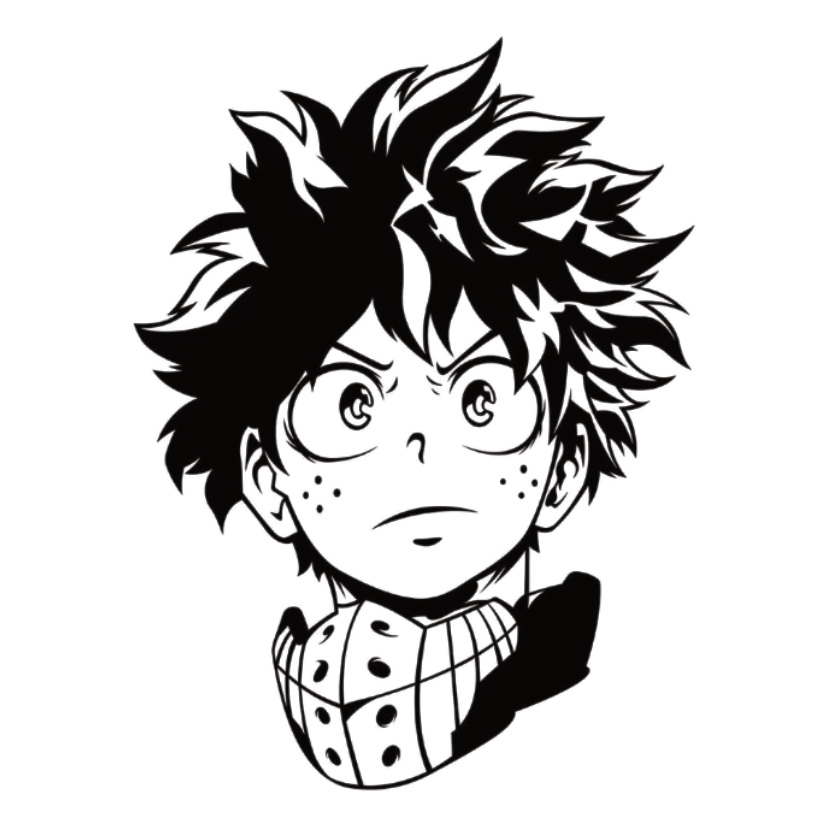 ستيكر فينيل Izuku Midoriya أبيض وأسود من T33