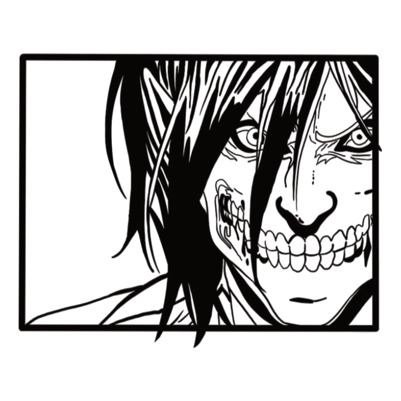 ستيكر فينيل Erin attack titan أبيض وأسود من T33