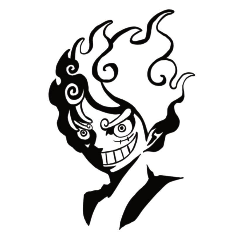 ستيكر فينيل Luffy أبيض وأسود من T33